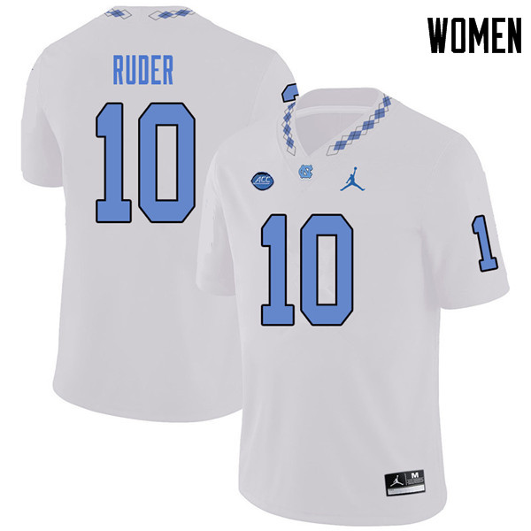 Jordan Brand Women #10 Jace Ruder North Carolina Tar Heels College Football Jerseys Sale-White